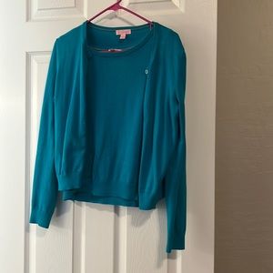 Lilly Pulitzer Teal Knit Cardigan Set
